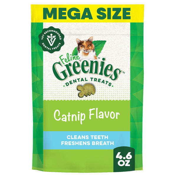 GREENIES Feline Adult Natural Dental Cat Treats, Catnip Flavor, 4.6 oz. Pouch  DestGlow