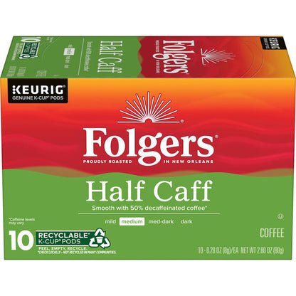 Folgers Half Caff Medium Roast Coffee, Keurig K-Cup Pods