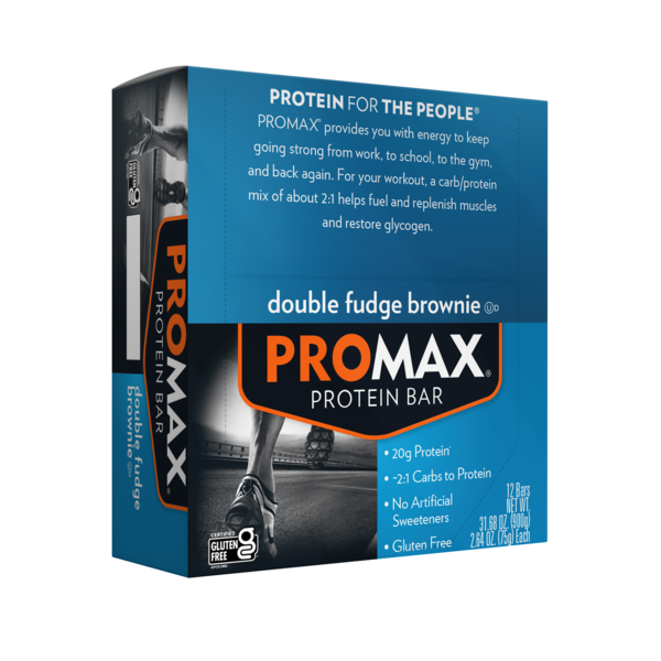 Promax Double Fudge Brownie, Gluten Free, 20g High Protein Bar  DestGlow