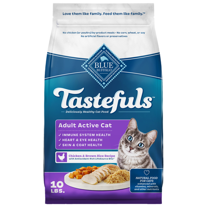 Blue Buffalo Tastefuls Natural Dry Food for Active Adult Cats, Chicken and Brown Rice