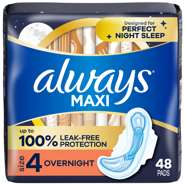 Always Maxi Overnight Pads With Wings Unscented  DestGlow