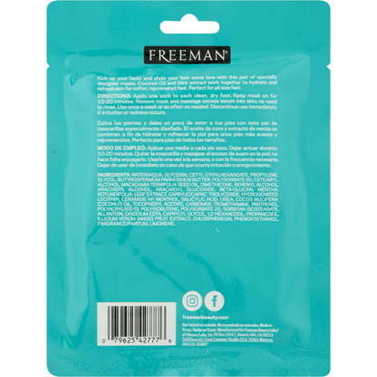 Freeman Beauty Foot Mask, Moisturizing + Smoothing, Flirty Feet,