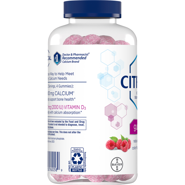 Citracal Calcium Supplement Gummies +D3 Natural Raspberry Flavor