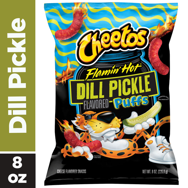 Cheetos Puffs Cheese Snacks Flamin Hot Dill Pickle  DestGlow