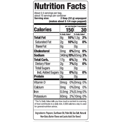 SkinnyPop Microwave Popcorn, Butter