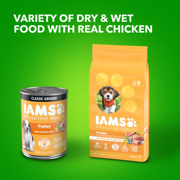 IAMS Proactive Health Puppy Wet Dog Food Classic Ground with Chicken and Rice