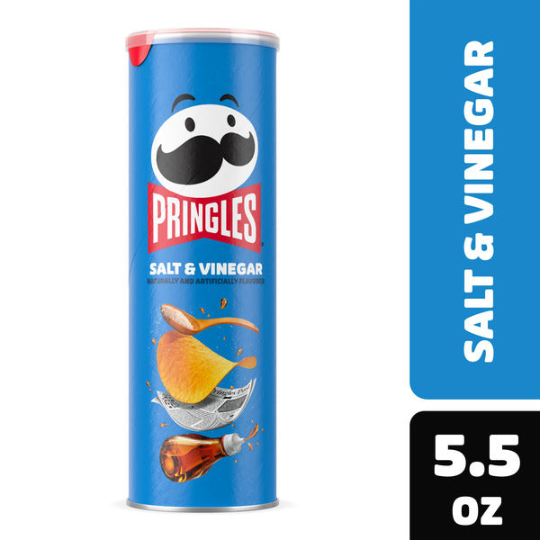 Pringles Salt and Vinegar Potato Crisps Chips, Lunch Snacks, 5.5 oz  DestGlow