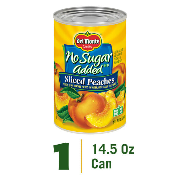 Del Monte No Sugar Added Yellow Cling Sliced Peaches, Canned Fruit  DestGlow