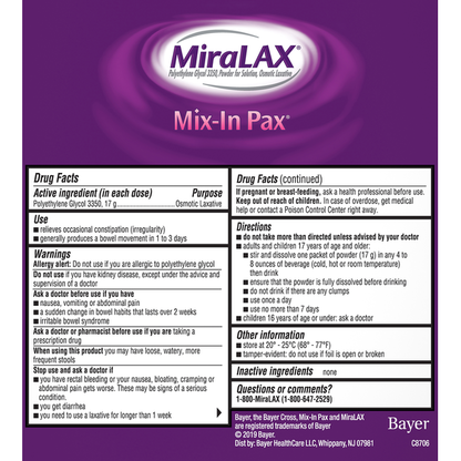 MiraLAX Osmotic Laxative, Unflavored, Powder