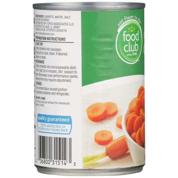 Food Club Sliced Carrots  DestGlow