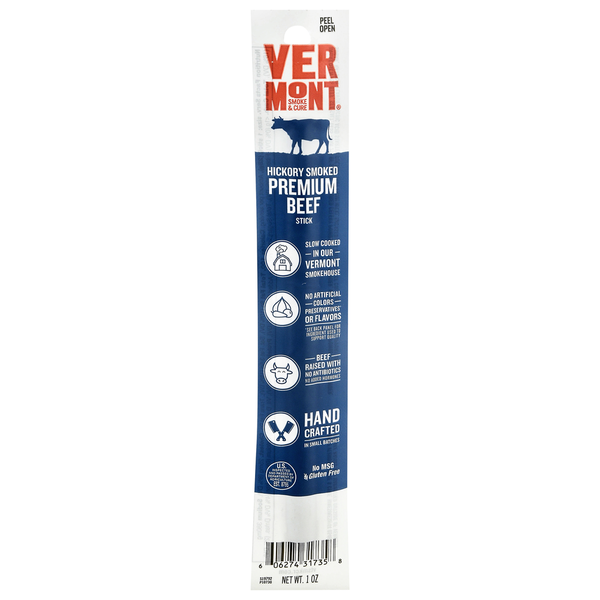 Vermont Smoke &amp; Cure Premium Hickory Smoked Beef Stick  DestGlow