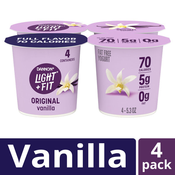 Dannon Light + Fit Original Nonfat Yogurt Pack, 0 Fat and 70 Calories, Creamy and Delicious Vanilla Yogurt  DestGlow