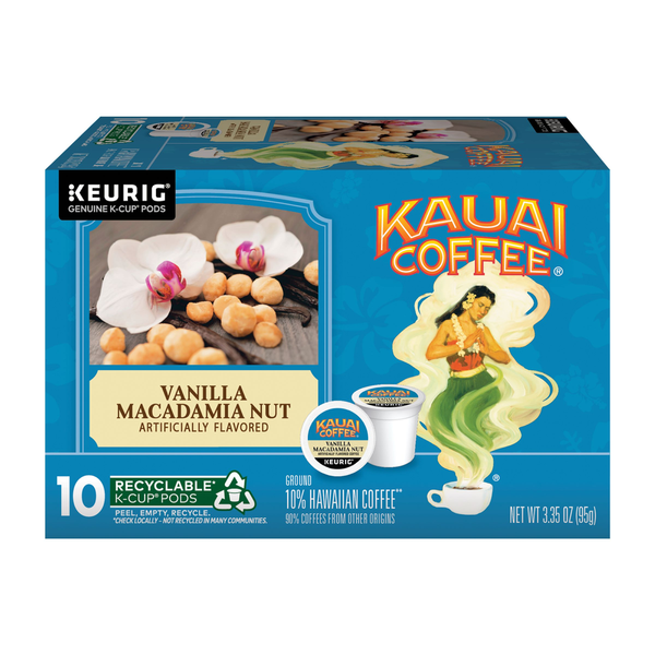 Kauai Coffee K-Cup Pods Ground Vanilla Macadamia Nut Coffee  DestGlow