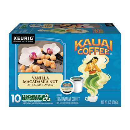 Kauai Coffee K-Cup Pods Ground Vanilla Macadamia Nut Coffee  DestGlow