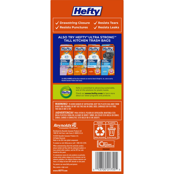 Hefty 13 Gallon Tall Kitchen Drawstring Bags  DestGlow