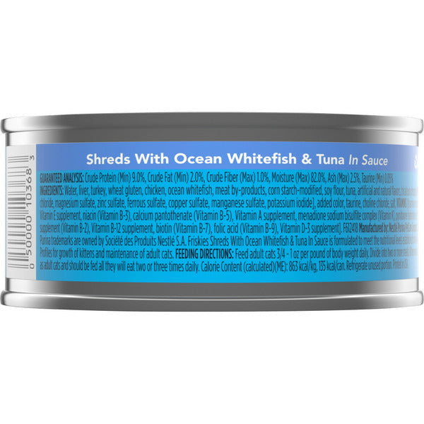 Purina Friskies Wet Cat Food, Shreds With Ocean Whitefish &amp; Tuna in Sauce