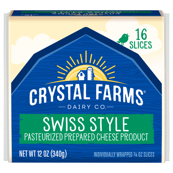 Crystal Farms Cheese Slices, Swiss Style  DestGlow