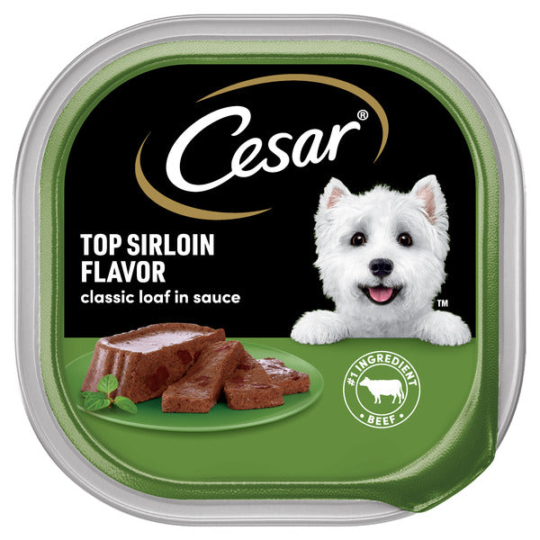 Cesar Loaf in Sauce Adult Wet Dog Food Top Sirloin Flavor, 3.5 oz. Tray
