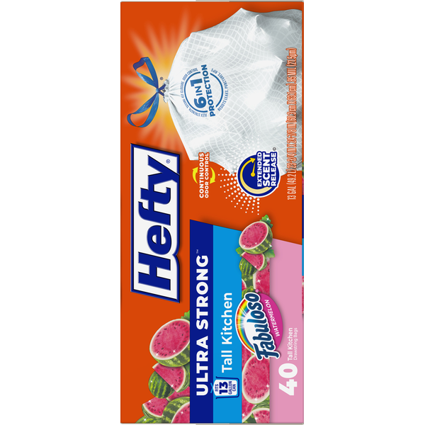 Hefty 13 Gallon Fabuloso Watermelon Tall Kitchen Drawstring Bags  DestGlow