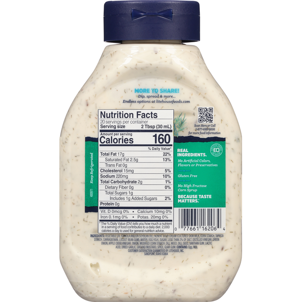 Litehouse Dressing &amp; Dip, Dill Ranch, Family Size  DestGlow