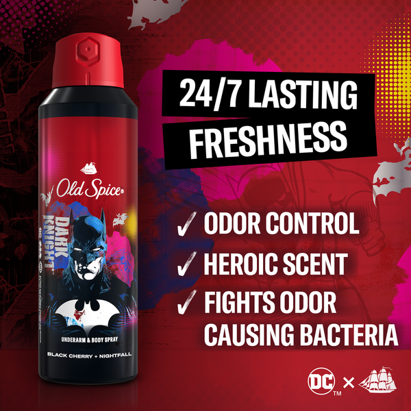 Old Spice Body Spray Deodorant, 24/7 Freshness, Batman  DestGlow