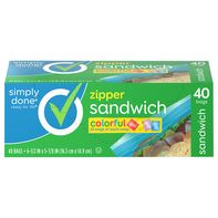 Simply Done Sandwich Bags, Zipper, Colorful️  DestGlow