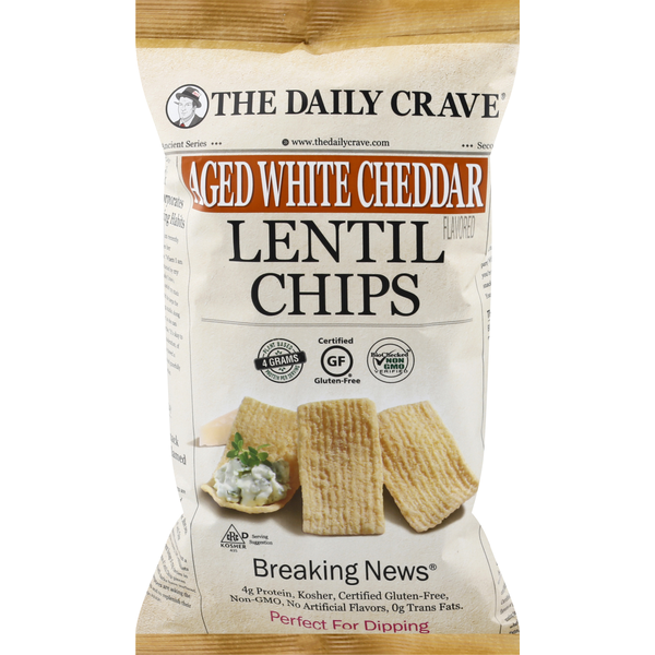 The Daily Crave Lentil Chips, Age White Cheddar  DestGlow