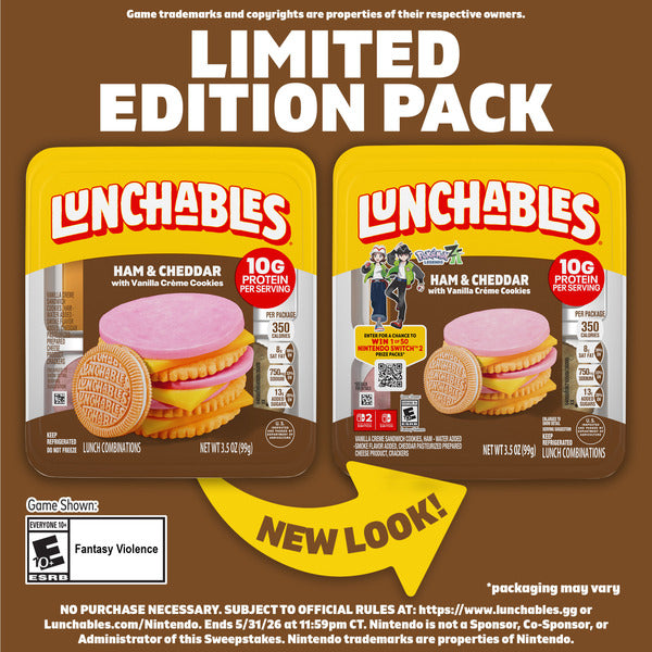 Lunchables Ham &amp; Cheddar Cheese Cracker Stackers Snack Kit Kids Lunch with Vanilla Cookies