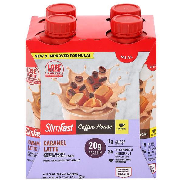 SlimFast Coffee House Caramel Latte Meal Replacement Shake  DestGlow