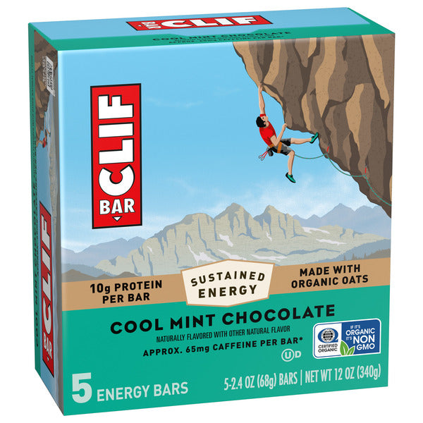 CLIF BAR Energy Protein Bars, Cool Mint Chocolate With Caffeine, Non-Gmo 12 oz