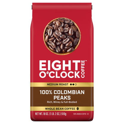 Eight O’Clock Whole Bean Medium Roast 100% Colombian Peaks Coffee