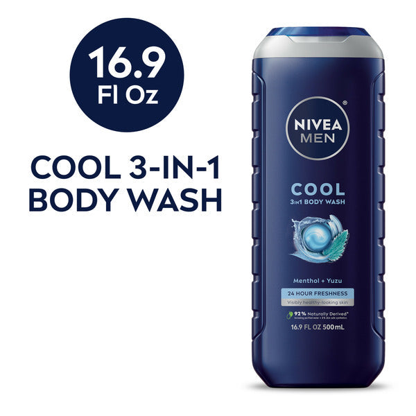 NIVEA Men Cool 3-in-1 Body Wash Menthol + Yuzu  DestGlow