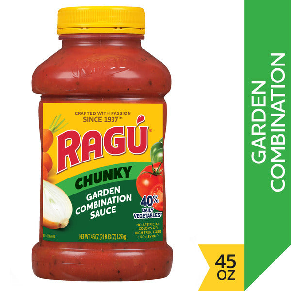 Ragu Chunky  Garden Combination Pasta Sauce with Diced Tomatoes, Onions, Celery, Carrots, Zucchini, Green Bell Peppers, 45 oz  DestGlow