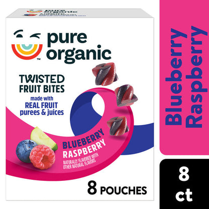 Pure Organic Blueberry Raspberry Twisted Fruit Bites, Kids Snacks, 8 Count  DestGlow