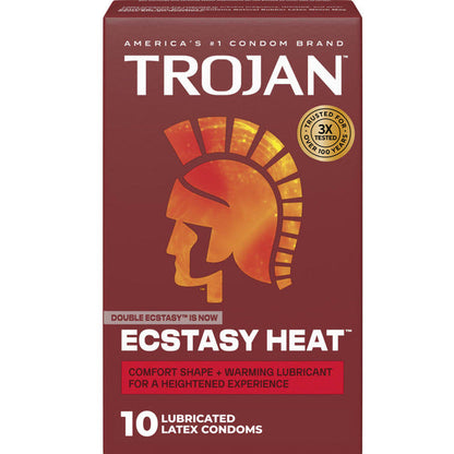 Trojan Ecstasy Heat Latex Lubricated Ribbed Condoms With Warming Lubricant