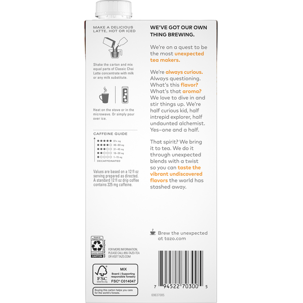 TAZO Tea Classic Chai Latte Concentrate  DestGlow