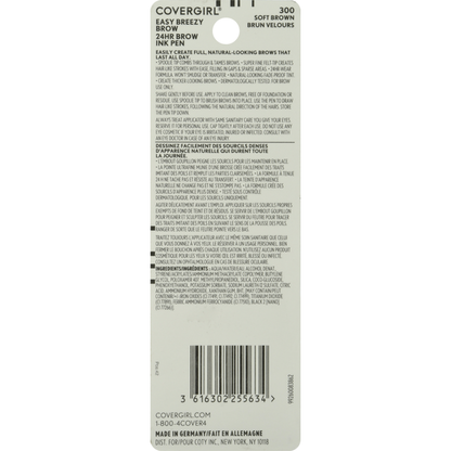 COVERGIRL Brow Ink Pen, 24Hr, Easy Breezy Brow, Soft Brown 300