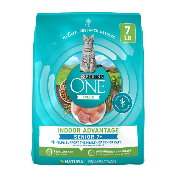 Purina ONE High Protein, Natural Senior Dry Cat Food, Indoor Advantage Senior+  DestGlow