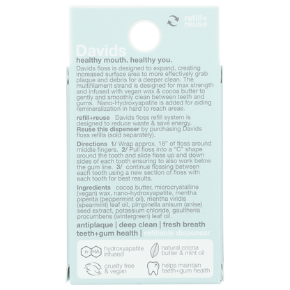 DAVID Expanding Dental Floss W/Hydroxyapatite, Mint, 30M