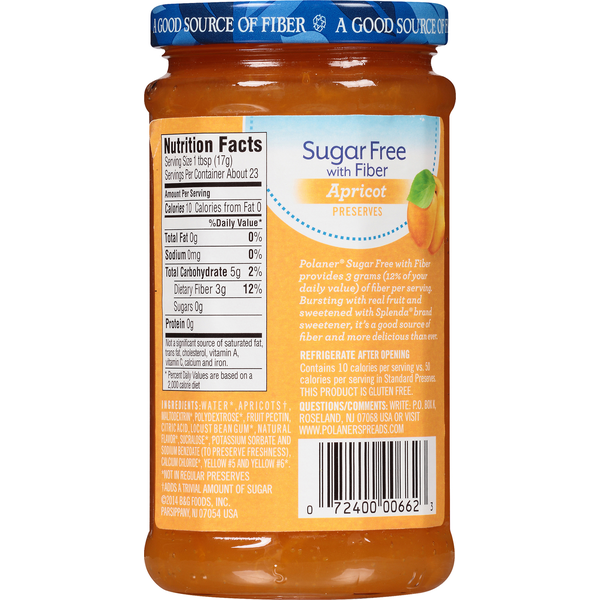 Polaner Preserves, Sugar Free with Fiber, Apricot  DestGlow