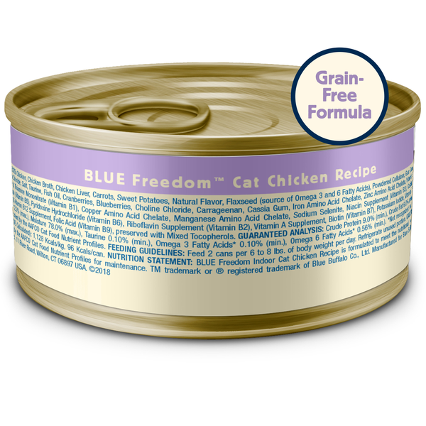 Blue Buffalo Freedom Grain Free Natural Adult Pate Wet Cat Food, Indoor Chicken  DestGlow