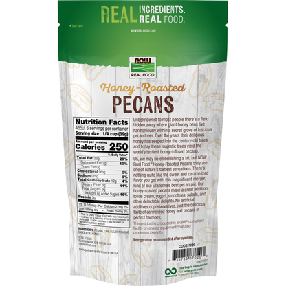 NOW Real Food Pecans, Honey-Roasted