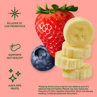 Activia ZERO 0g Added Sugar Strawberry Banana and Mixed Berry Probiotic Dailies, Low Fat Probiotic Yogurt Drinks With 0g Added Sugar to Help Support Gut Health, 3.1 fl oz, 8 Count