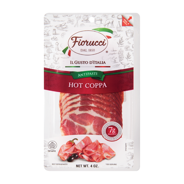 Fiorucci Pre-Sliced Hot Coppa,  Resealable Package  DestGlow