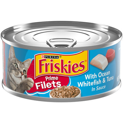 Purina Friskies Wet Cat Food, Prime Filets With Ocean Whitefish &amp; Tuna in Sauce