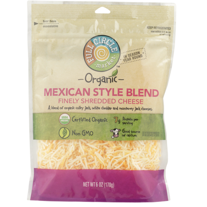 Full Circle Mexican Style Blend Of Organic Colby Jack, White Cheddar And Monterey Jack Finely Shredded Cheese