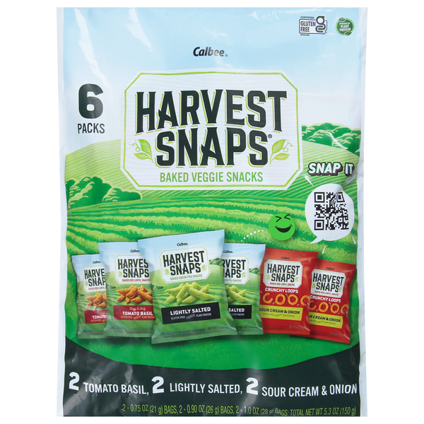 Harvest Snaps Snacks, Baked Veggie, Assorted, 6 Packs  DestGlow