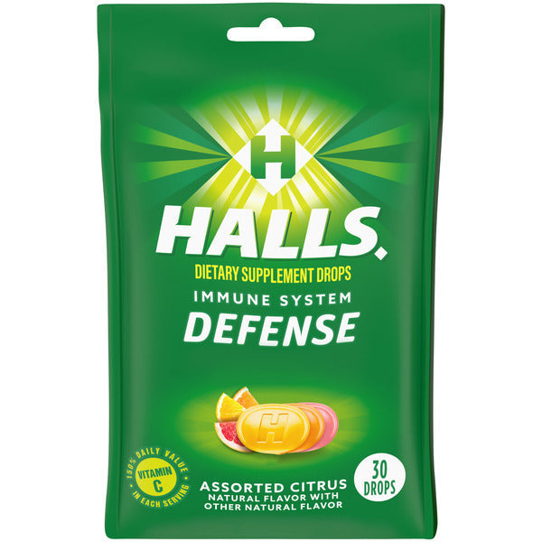 Halls Defense Assorted Citrus Vitamin C Drops 3 oz  DestGlow