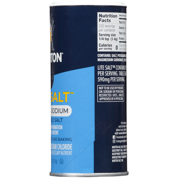Morton 50% Less Sodium Iodized Salt &amp; Potassium Chloride