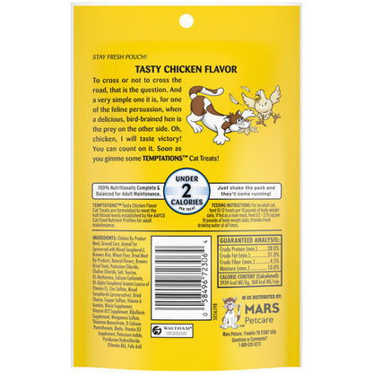 TEMPTATIONS Classic Crunchy and Soft Cat Treats Tasty Chicken Flavor